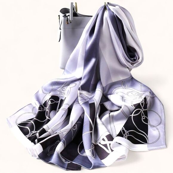 Lightweight Silky Satin Large Shawl Scarf Shimmer and Shawls Boutique Exclusive - Picture 1 of 3